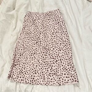 Cheetah print satin midi skirt